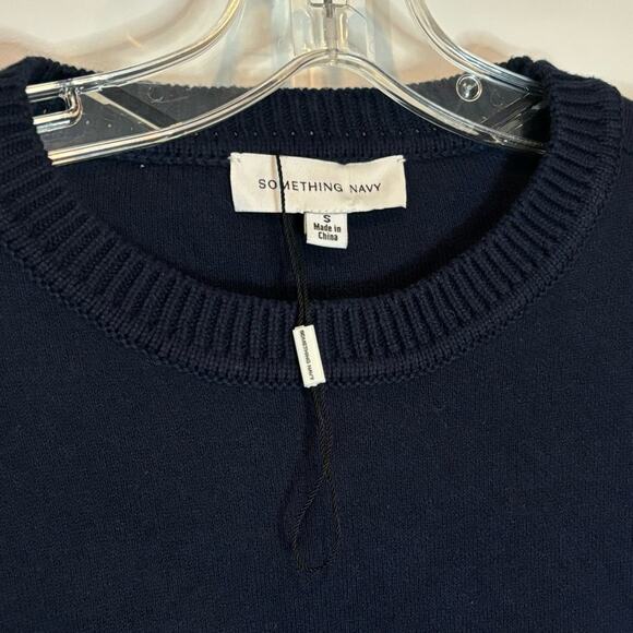 Something Navy Bi Color Blue Green Cotton Cashmere Sweater Mini Dress S - Picture 11 of 11